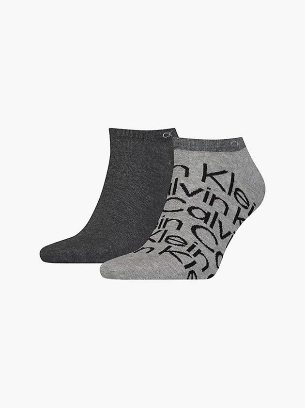 Calvin Klein USA 2 Pack Logo Ankle Mens Socks Grey 1392605-FY